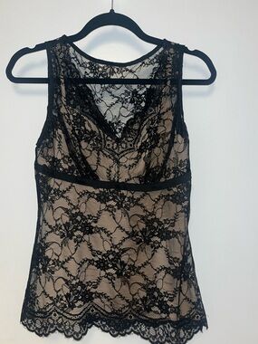 LOFT Shell: Black Lace Overlay with Nude Lining